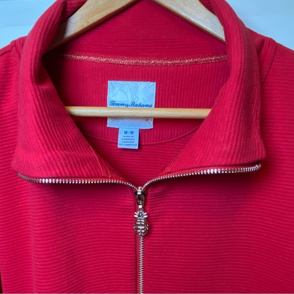 Tommy Bahama Women’s Knit Ottoman Full Zip-Up Jacket Sz M Tango Red EUC - Picture 5 of 12